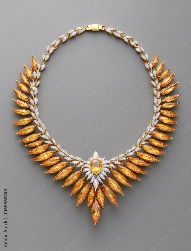 Obraz premium White Gold Necklace with Diamonds and Sapphires