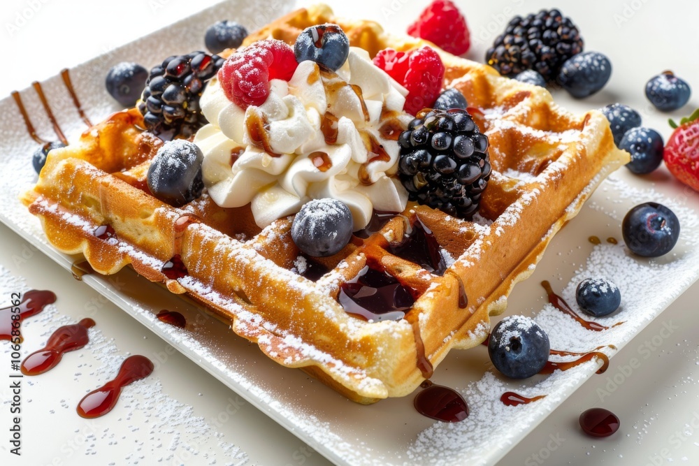 Delicious Belgian Waffles on White Delicious Belgian Waffles on White