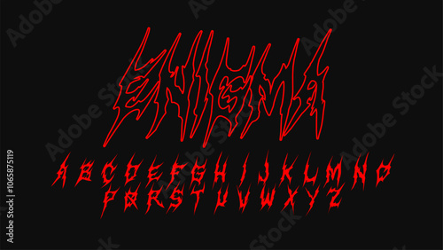 dark letters, Sharp and Aggressive Metal typeface Design, vector set Alphabet dark gothic lettering