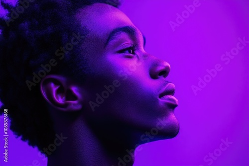 Woman with purple glow