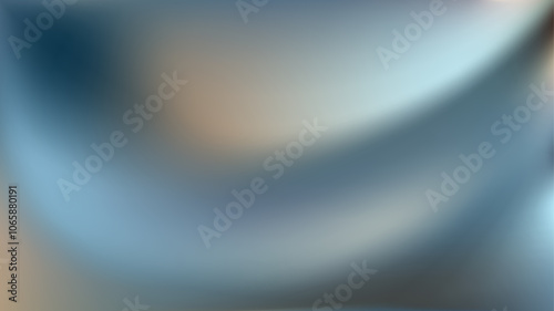 Soft holographic gradient background. Blue grey elegant curves