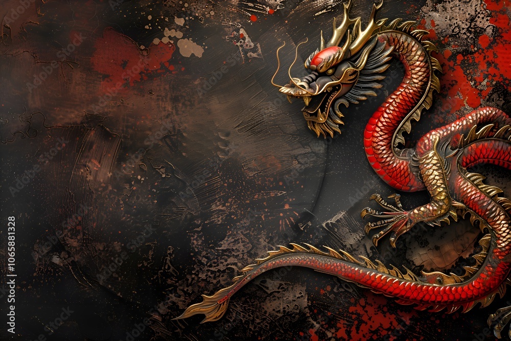 Obraz premium Chinese style dragon. Copy space.