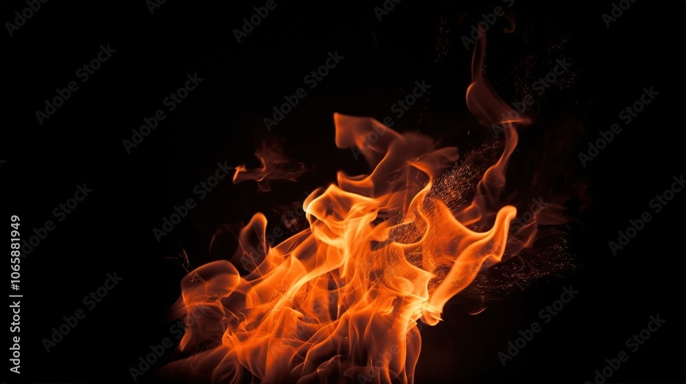 Fototapeta premium Vibrant Flames Dancing in Darkness