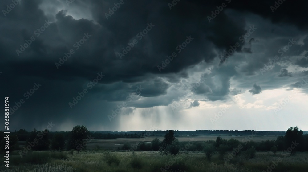 Obraz premium Dramatic Stormy Sky Over Serene Landscape