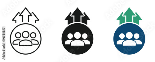 Team growth icons. Development illustration sign. Popularity vector symbol. Population growth vector icons set