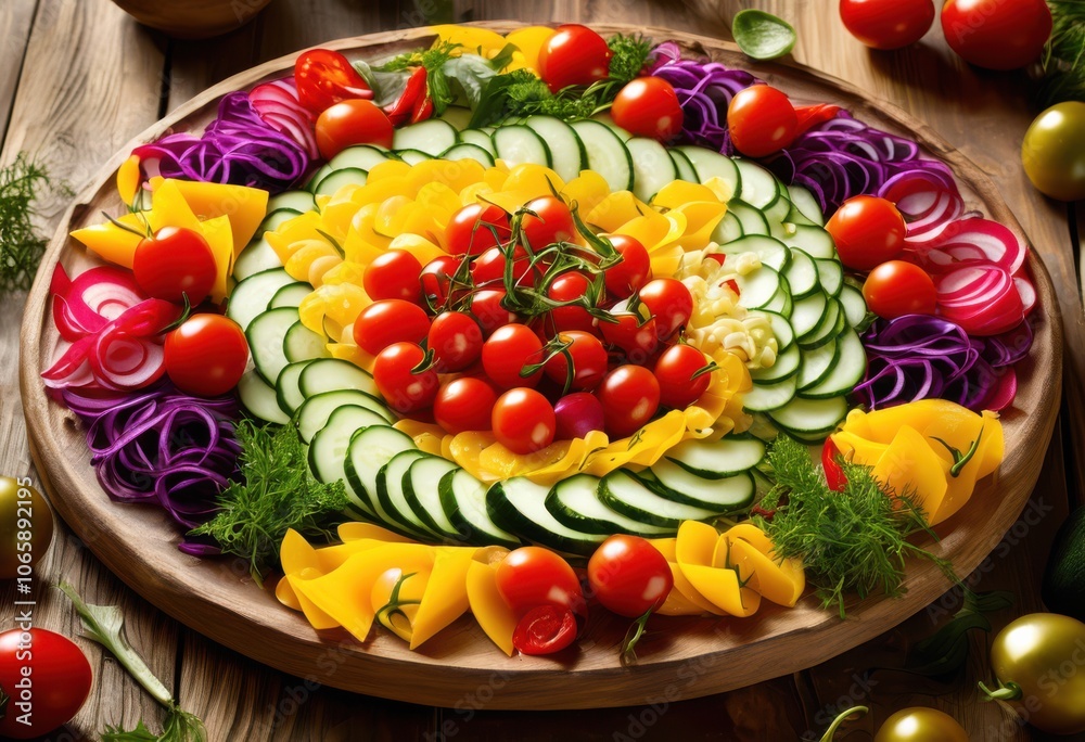 colorful arrangement fresh thematic appetizers featuring nutritious ingredients eye catching presentation decorative platter, vibrant, herbs, veggies, dips