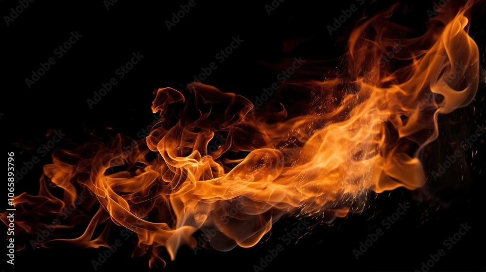 Fototapeta premium Dynamic Orange Flame on Black Background