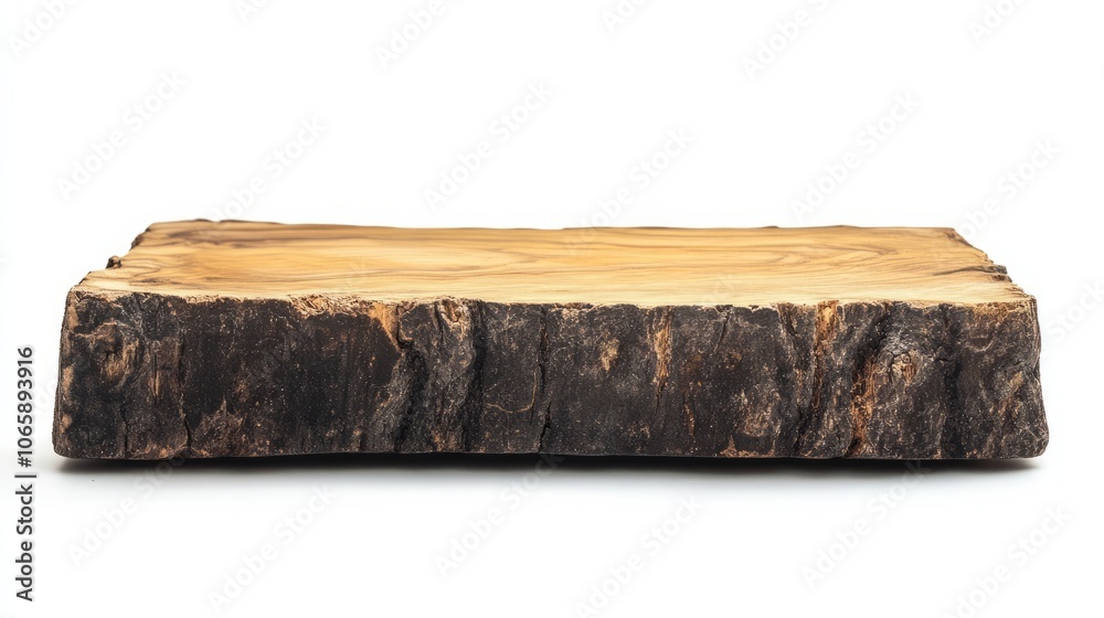 Fototapeta premium natural wooden stage. empty podium display isolated on white. free space for products