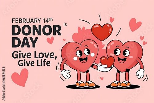 February 14 National Donor Day Share Love Save Lives Illustration Design