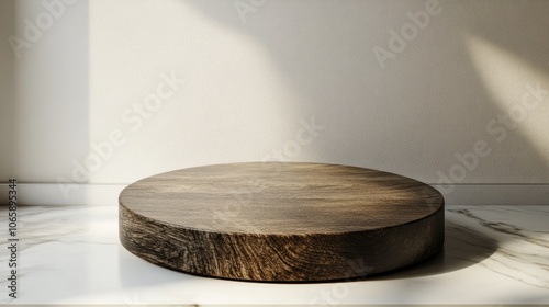 natural wooden stage. empty podium display isolated on white