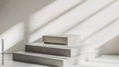 White podium pedestal empty product display to show cosmetic product platform 3d rendering 
