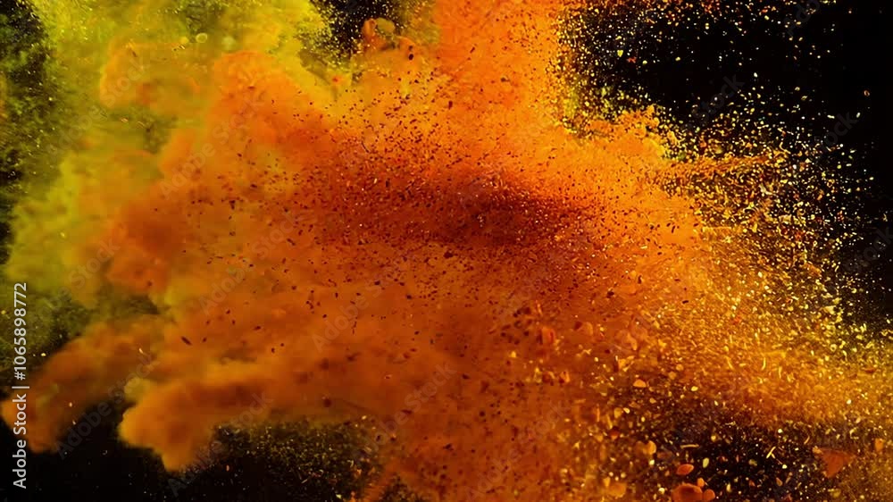 Colorful Seasoning Explosion on Black Background