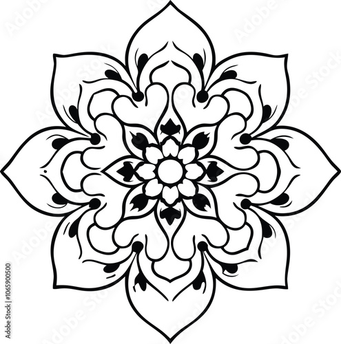 Flower Mandalas. Vintage decorative elements. Oriental pattern, vector illustration. Islam, Arabic, Indian, turkish, pakistan, chinese, mystic, ottoman motifs. Coloring book page mandala