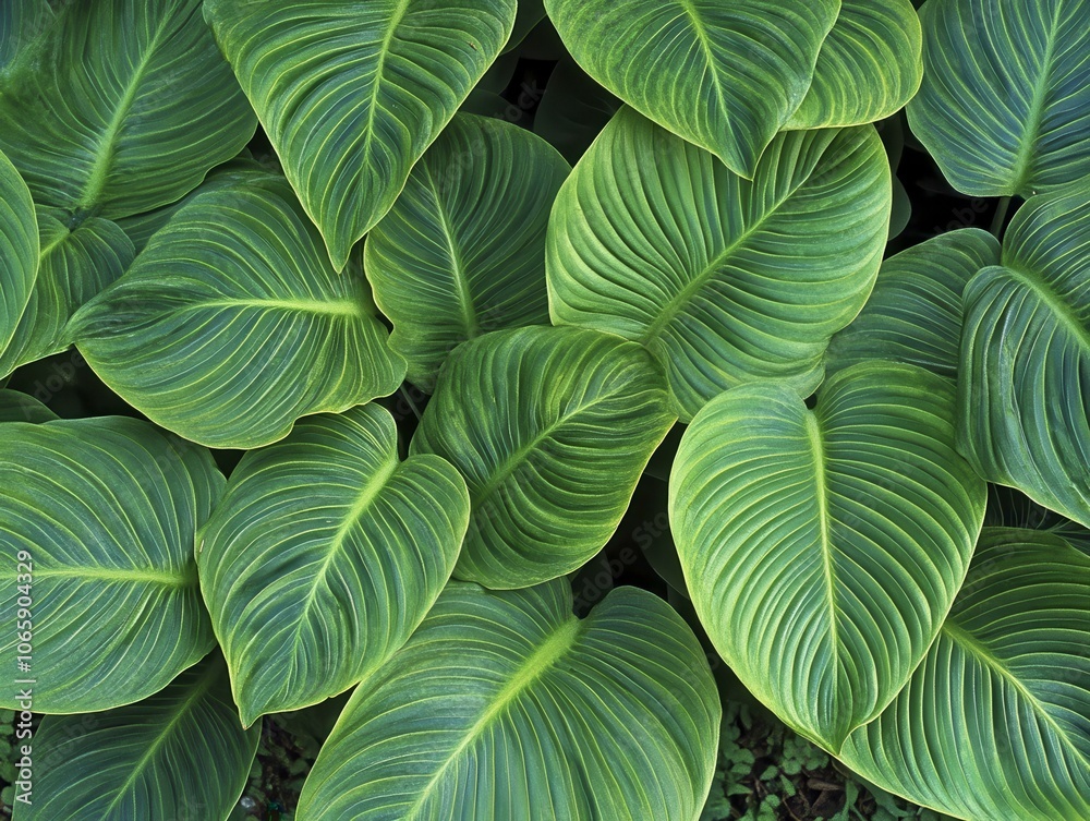 Obraz premium Close-up of Lush Green Tropical Leaves: Nature's Abstract Art