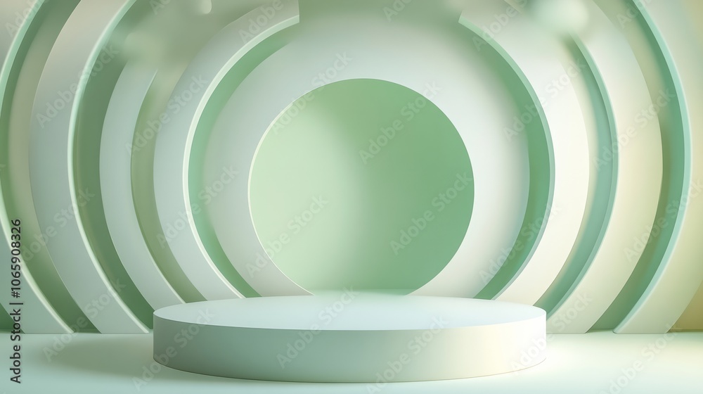 Fototapeta premium 3D Rendered empty Green Podium for cosmetic products