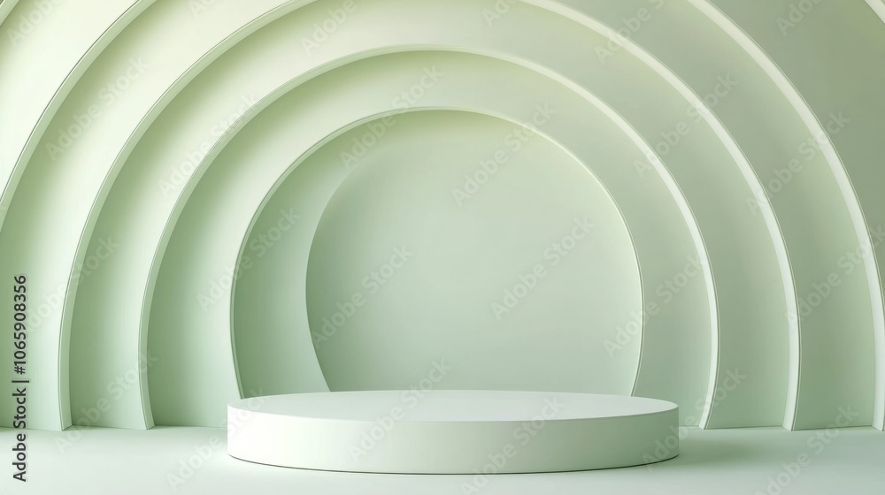 Obraz premium 3D Rendered empty Green Podium for cosmetic products