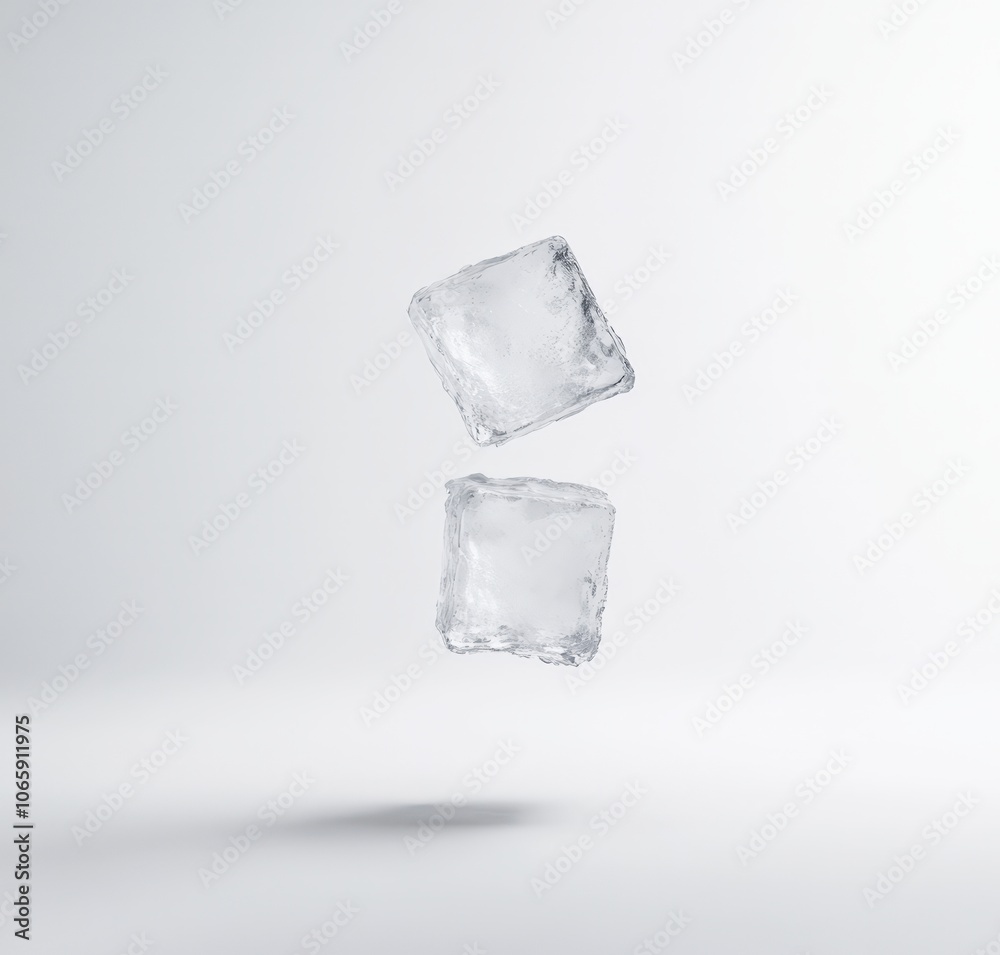 Obraz premium Floating ice cubes on a minimalist background