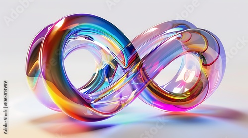 Abstract glass shape, dark background design, 3d render