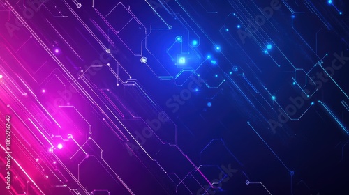 Vibrant abstract digital background with colorful lines and geometric shapes in a futuristic style