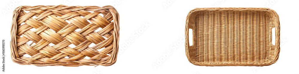 Obraz premium collection Set of A top view of a rectangular wicker on a transparent background