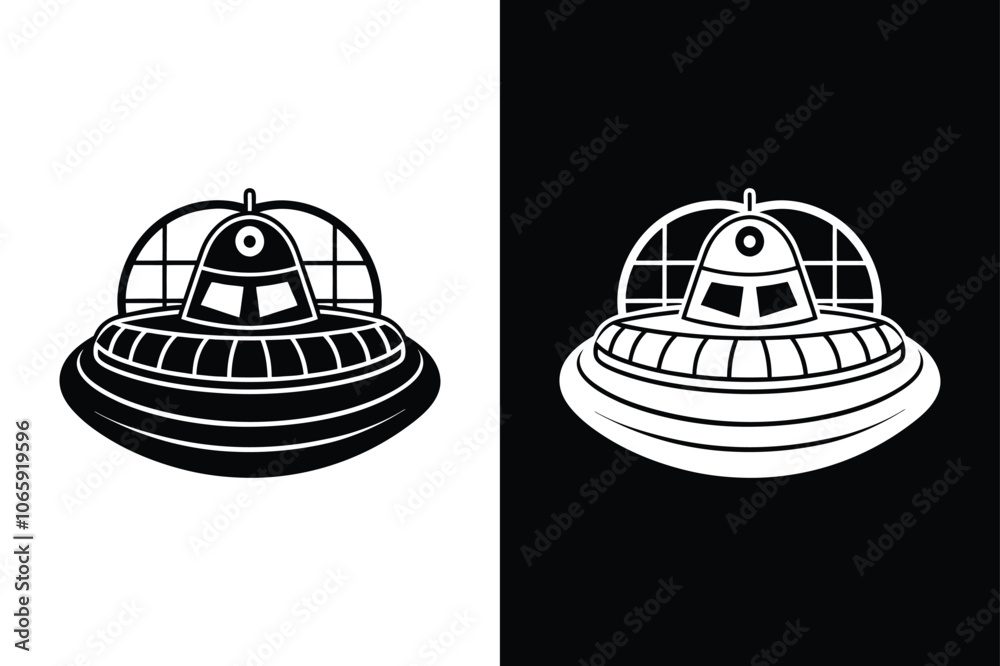 Fototapeta premium Hovercraft silhouette vector illustration on White Background Vector Art Illustration on white background.