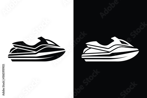 Jet ski Icon on White Background Vector Art Illustration on white background.