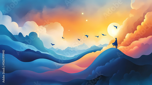 Abstract background a surreal dreamscape with fantastical creatures and landscapes that defy logic and reason generative ai. Dreamscape. Illustration