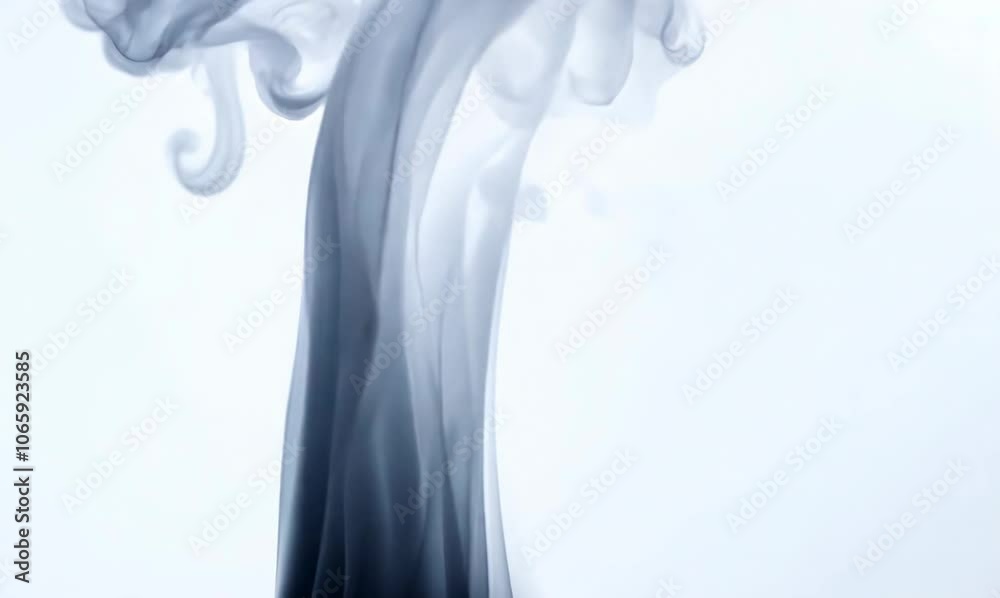mysterious black smoke traversing a minimalistic white space