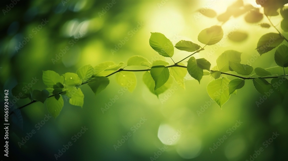 Obraz premium Lush Green Leaves Under Soft Sunlight