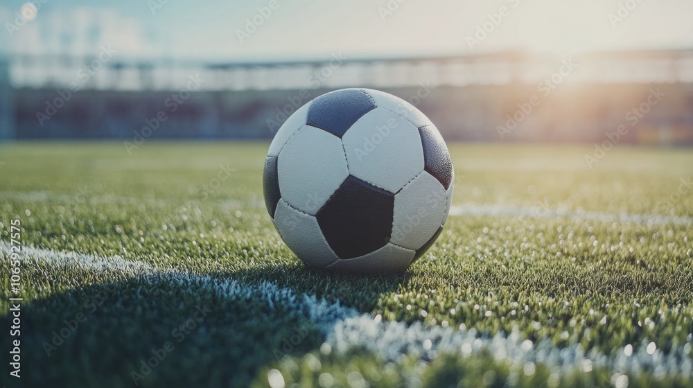 Obraz premium Soccer Ball on Soccer Field