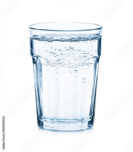Refreshing glass of sparkling water with bubbles