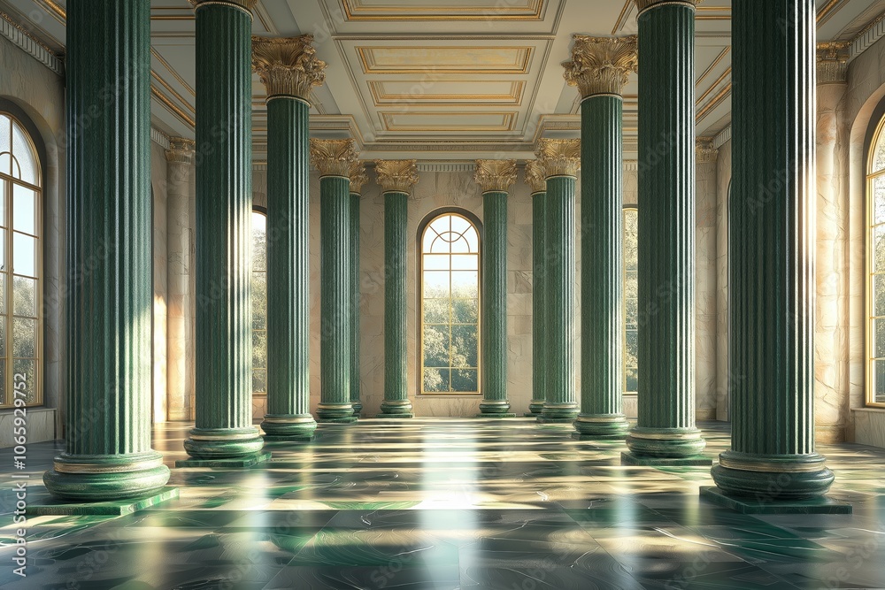 Fototapeta premium Palace interior background columns hall