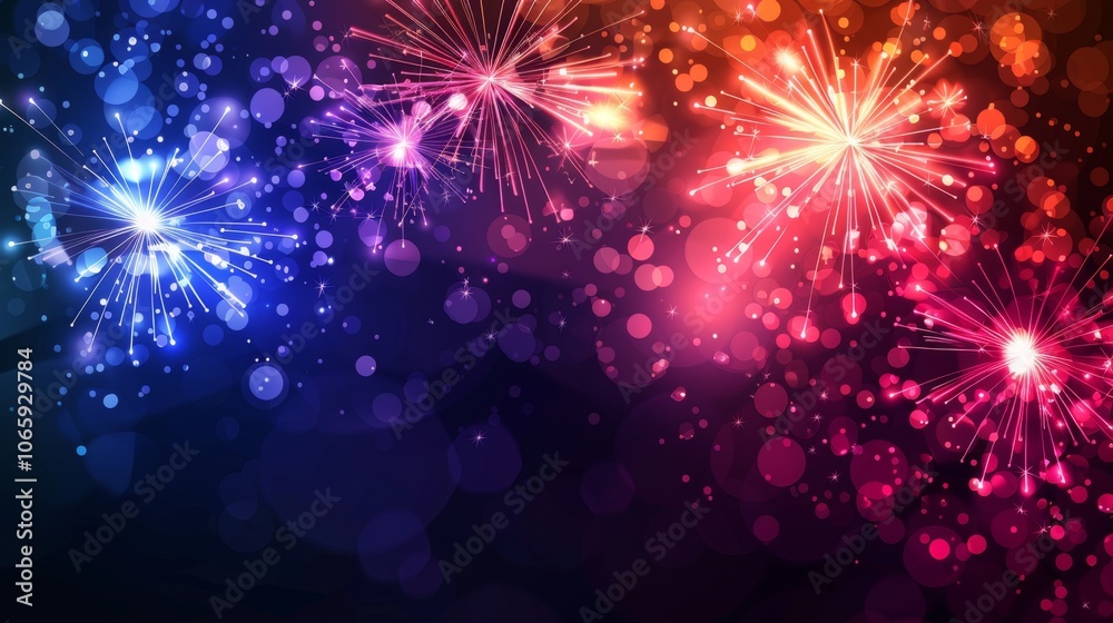Fototapeta premium Vibrant Colorful Fireworks Display for New Year and Celebration Events