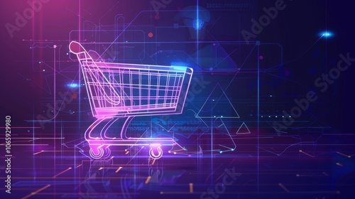 Futuristic Digital Shopping Cart Symbol for E-Commerce and Online Retail