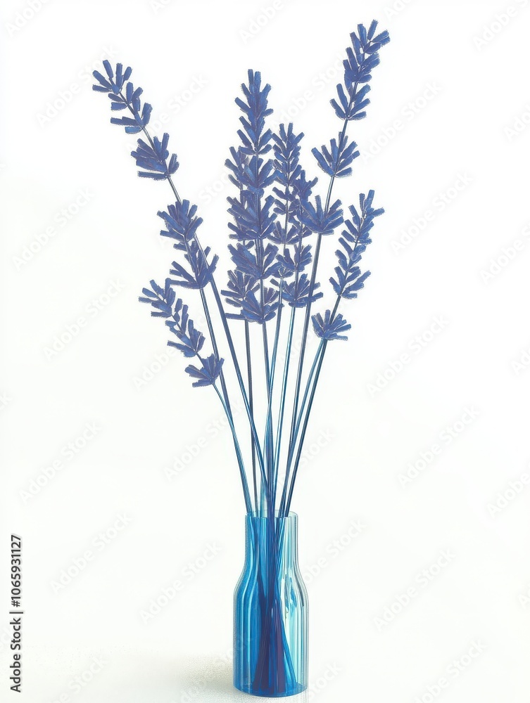 Fototapeta premium Elegant Lavender Bouquet in a Striped Vase