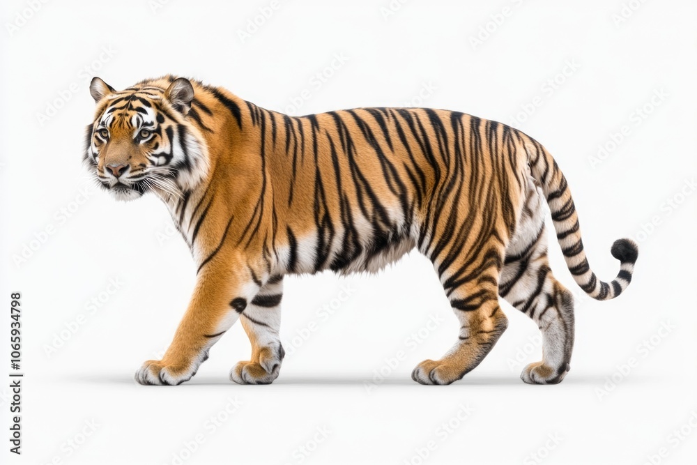 Obraz premium Wildlife. Big cat. Large tiger walking sideways.