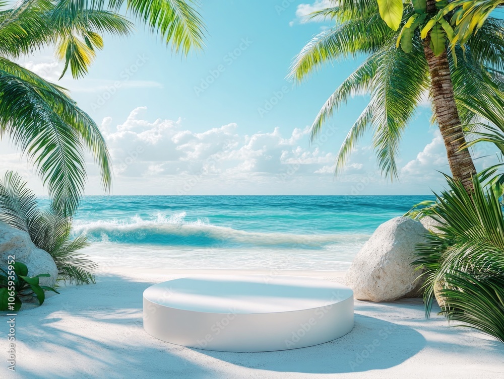 Fototapeta premium Beach Platform with Palm Trees