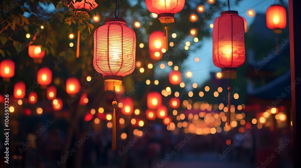 Beautiful chinese lanterns lighting night festival celebration picture Beautiful chinese lanterns lighting night festival celebration picture