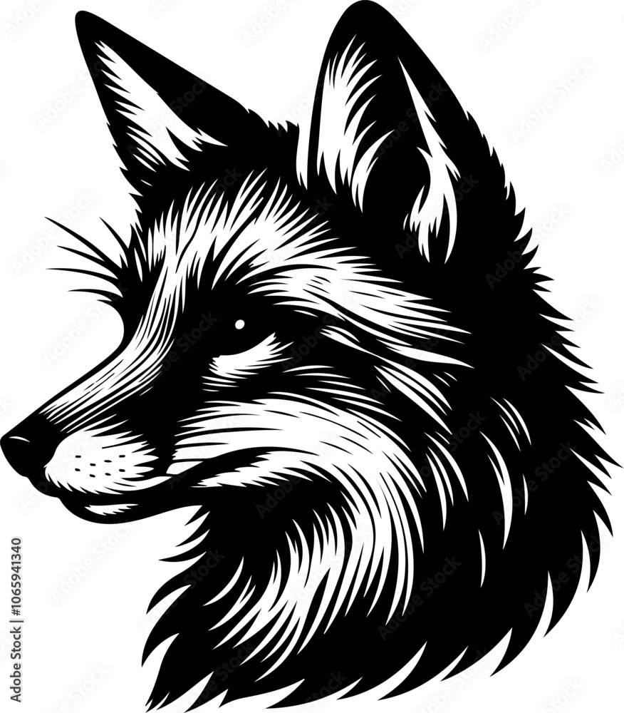 Obraz premium black and white fox silhouette