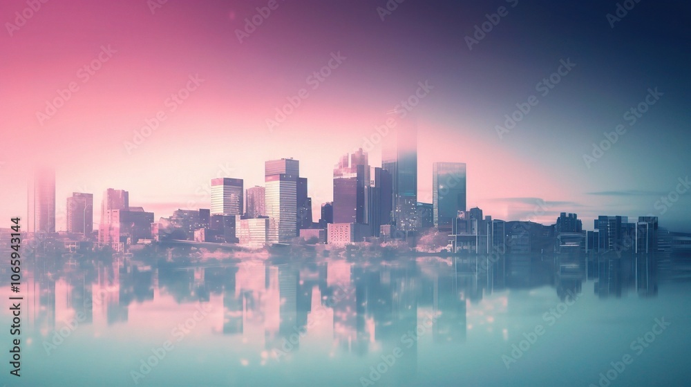 Obraz premium Futuristic Cityscape with Soft Color Gradient