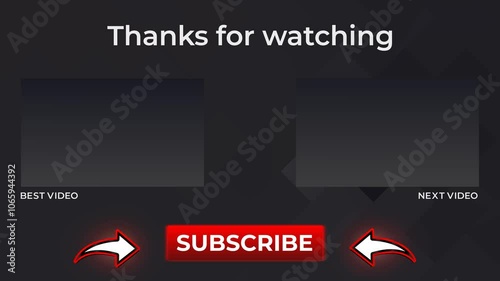 Wallpaper Mural Thanks for watching outro animation with black background. YouTube end screen with an arrow pointing on the subscribe button 4K video Torontodigital.ca