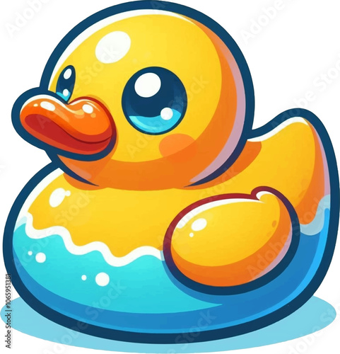 rubber duck with blue towel