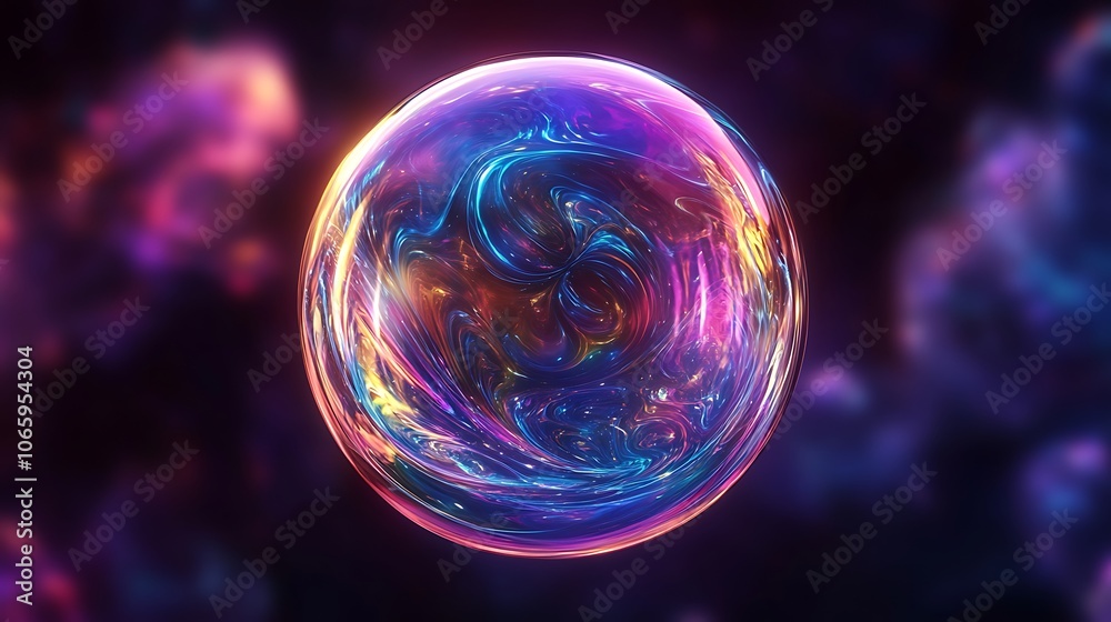 Flowing Metallic glass Waves in Neon Blue and Pink on Dark Background - Abstract Design Concept Flowing Metallic glass Waves in Neon Blue and Pink on Dark Background - Abstract Design Concept