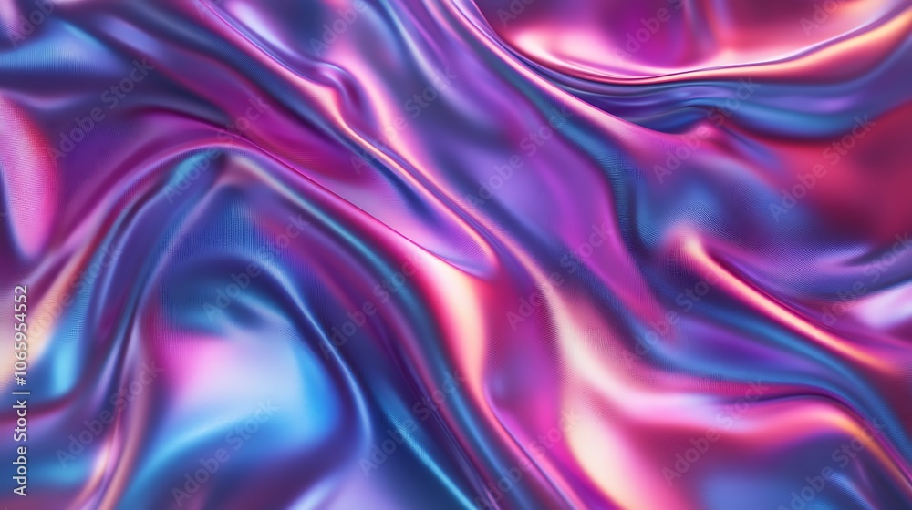 Flowing Metallic glass Waves in Neon Blue and Pink on Dark Background - Abstract Design Concept Flowing Metallic glass Waves in Neon Blue and Pink on Dark Background - Abstract Design Concept
