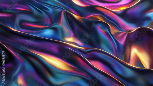 Wallpaper Mural Flowing Metallic glass Waves in Neon Blue and Pink on Dark Background - Abstract Design Concept Torontodigital.ca