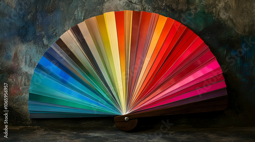 Rainbow color swatches displayed on a fan, perfect for selecting wallpaper . illustration