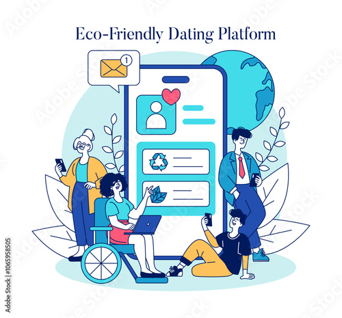 Online Dating. Flat Vector Illustration