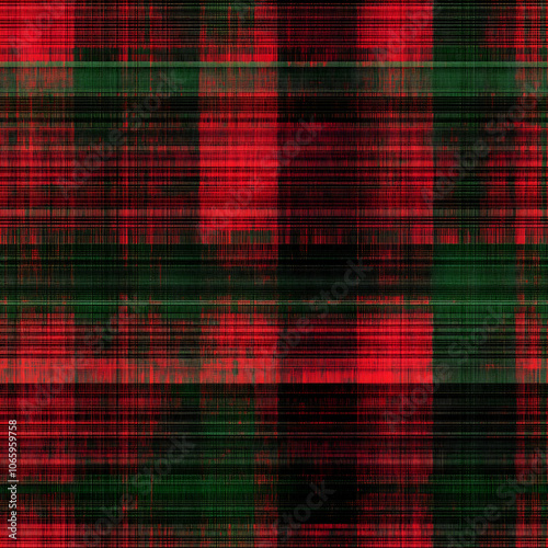 Distressed Red and Green Plaid Seamless Texture