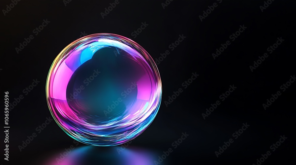 Flowing Metallic glass Waves in Neon Blue and Pink on Dark Background - Abstract Design Concept Flowing Metallic glass Waves in Neon Blue and Pink on Dark Background - Abstract Design Concept