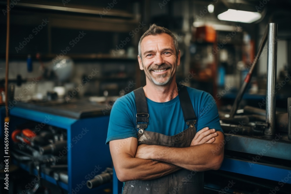 Obraz premium Portrait of a smiling middle aged plumber